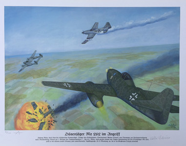 Düsenjäger Me 262 im Angriff